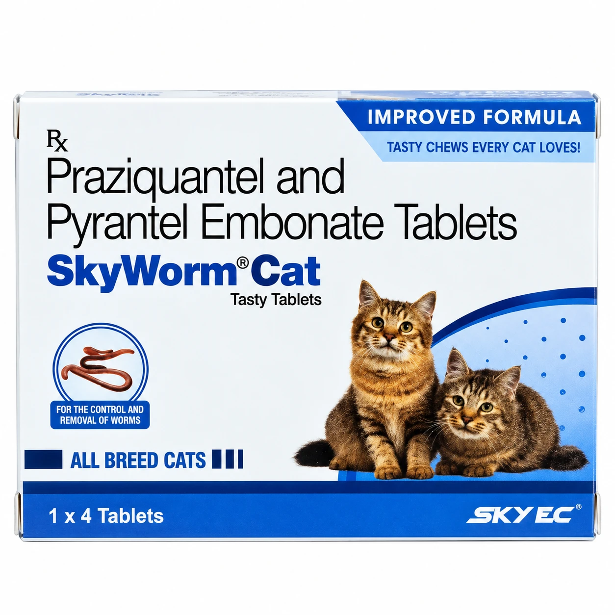 SkyEc SkyWorm Cat (Praziquantel and Pyrantel Embonate) Tablets for Cats